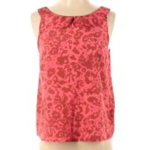 I Love H81 Tank Top Blouse size S Pink Abstract Peter Pan Collar Back Tie Spring